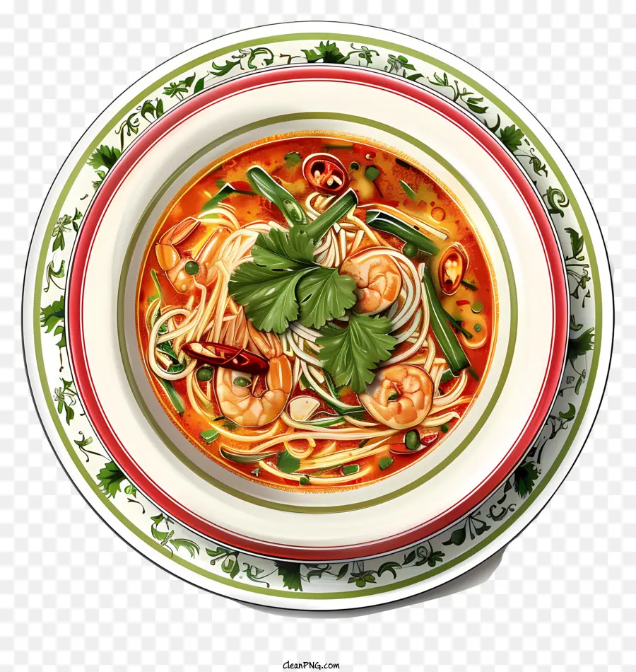 penang assam laksa shrimp noodles green onions soup