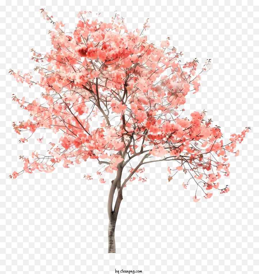 Blossom Tree Pink Tree Foglie rosso Natura Fogliame rosa - Albero rosa con foglie rosse su sfondo scuro