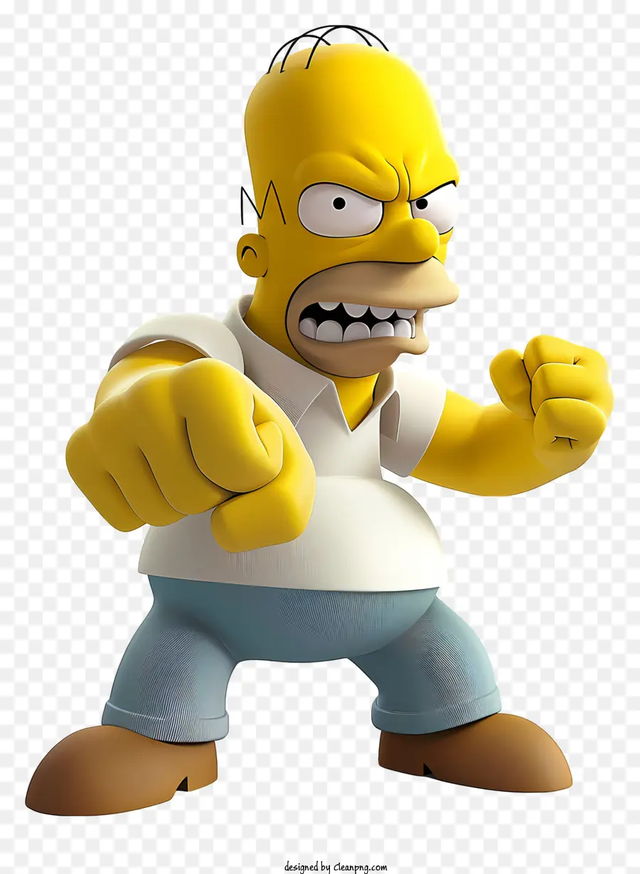 Simpsons Die Simpsons White Shirt Jeans Ikonen Charakter - Ikonische Simpsons Charakter zeigt Faust, Schwarz und Weiß