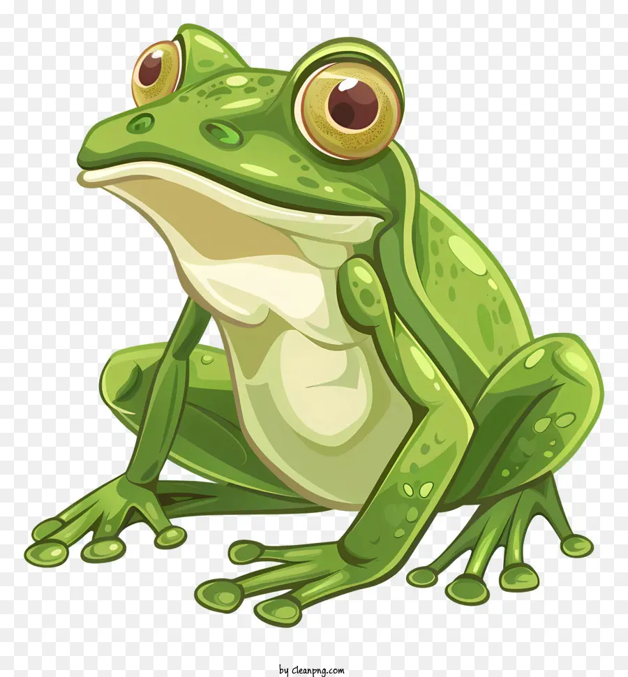 Cartoon Frog Frog Wildlife Nature Reptil - Grüner Frosch mit großen Augen und Zunge
