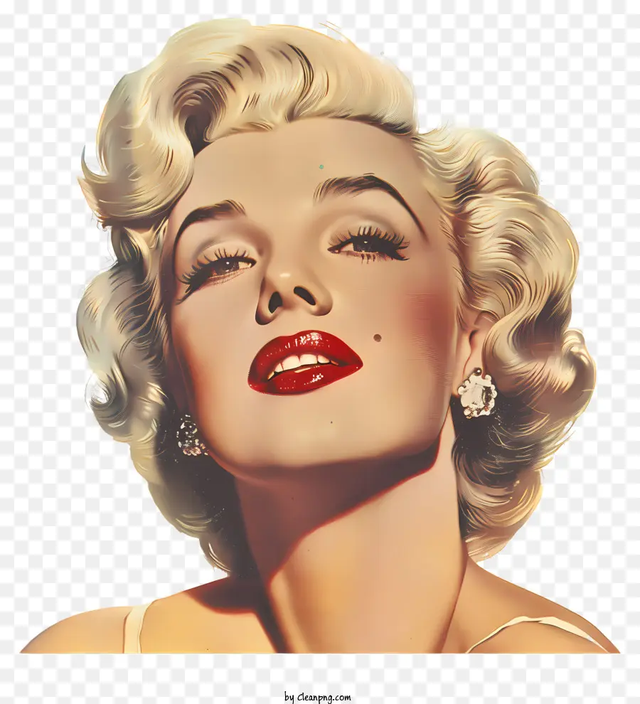 Marilyn Monroe Red Lippenstift Make -up Frau Schönheit - Frau mit großen Lippen und roten Lippenstift