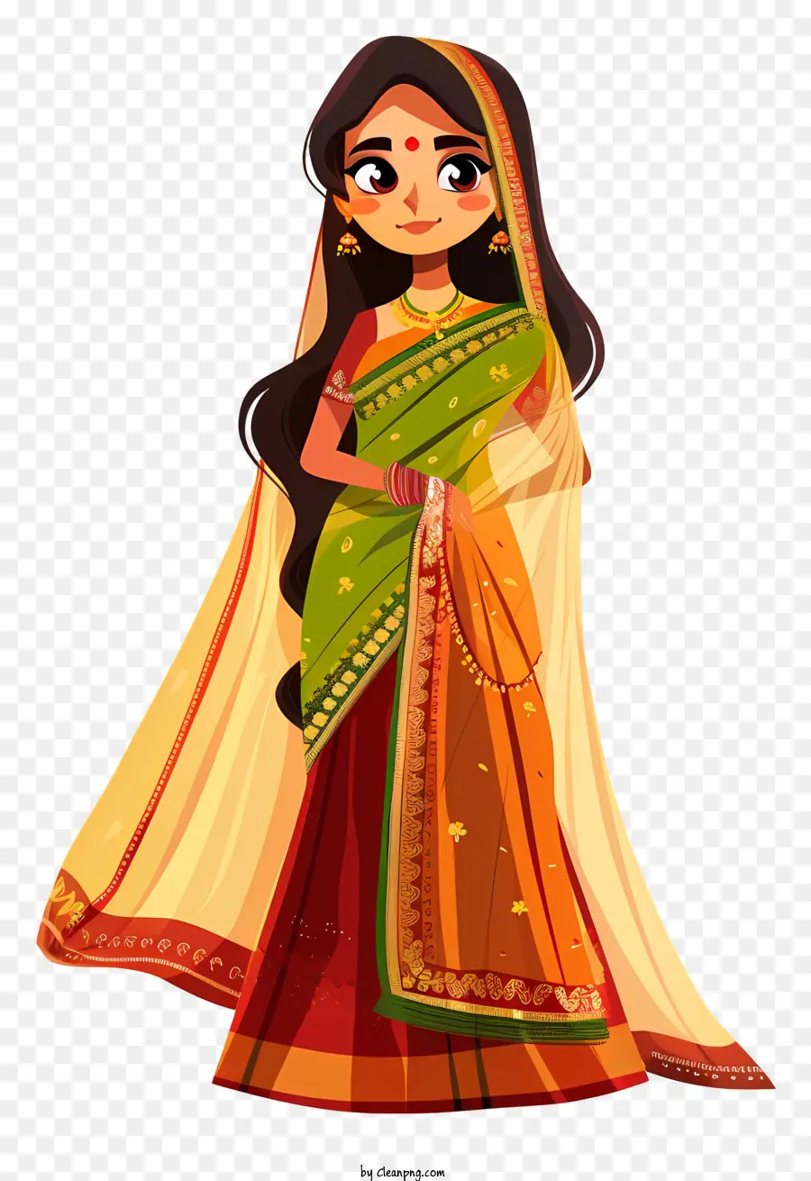 dây chuyền vàng - Người phụ nữ trong sari với đôi mắt nhắm mỉm cười
