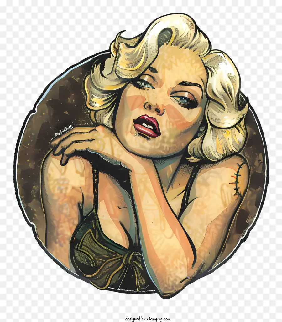 Marilyn Monroe Woman tóc vàng tóc đen biểu cảm buồn - Người phụ nữ tóc vàng mặc váy đen trông buồn