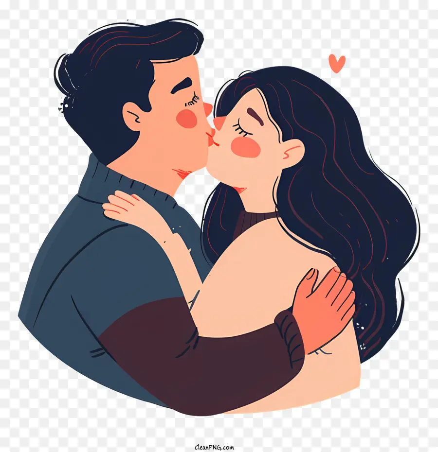 bacio d'amore per coppia felice romanticismo - Coppia innamorato sorridente con cuori rossi