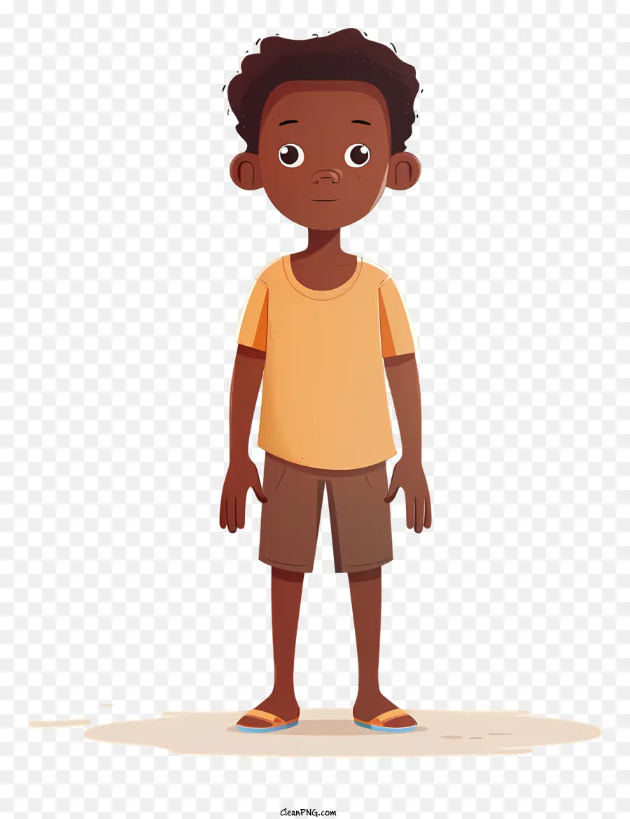afrikanischer Junge Boy Stehende T -Shirt -Shorts - Junge steht allein in leerem Hintergrund
