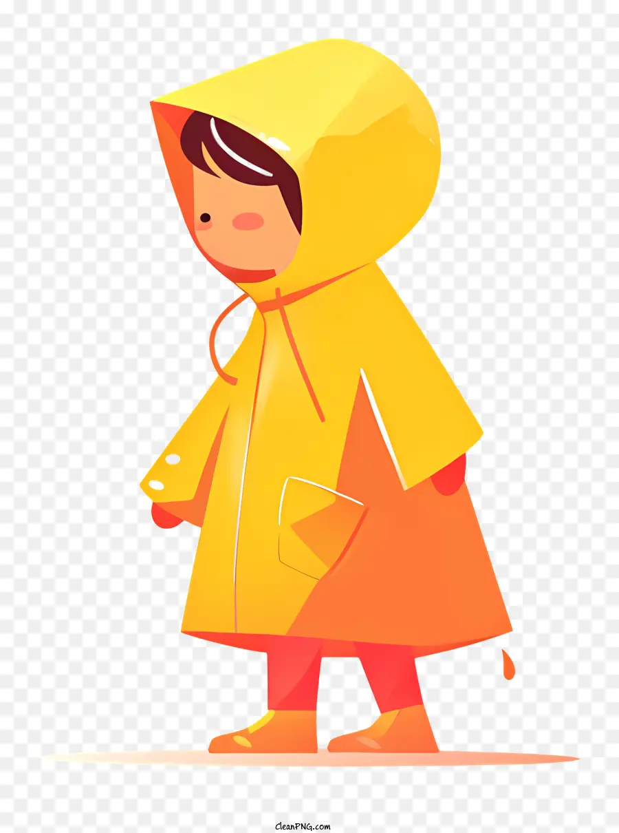 Cô gái nhỏ trong mưa trẻ em đi bộ mưa xác định - Đứa trẻ trong áo mưa màu vàng đi bộ với quyết tâm