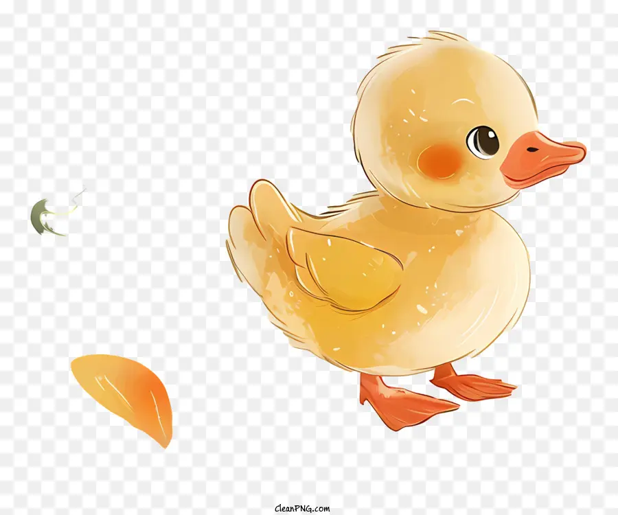 Cartoon Baby Ente süße Ente gefallene Blatt Tierausdruck Überraschung - Überraschte Ente mit großen Augen und offenem Schnabel