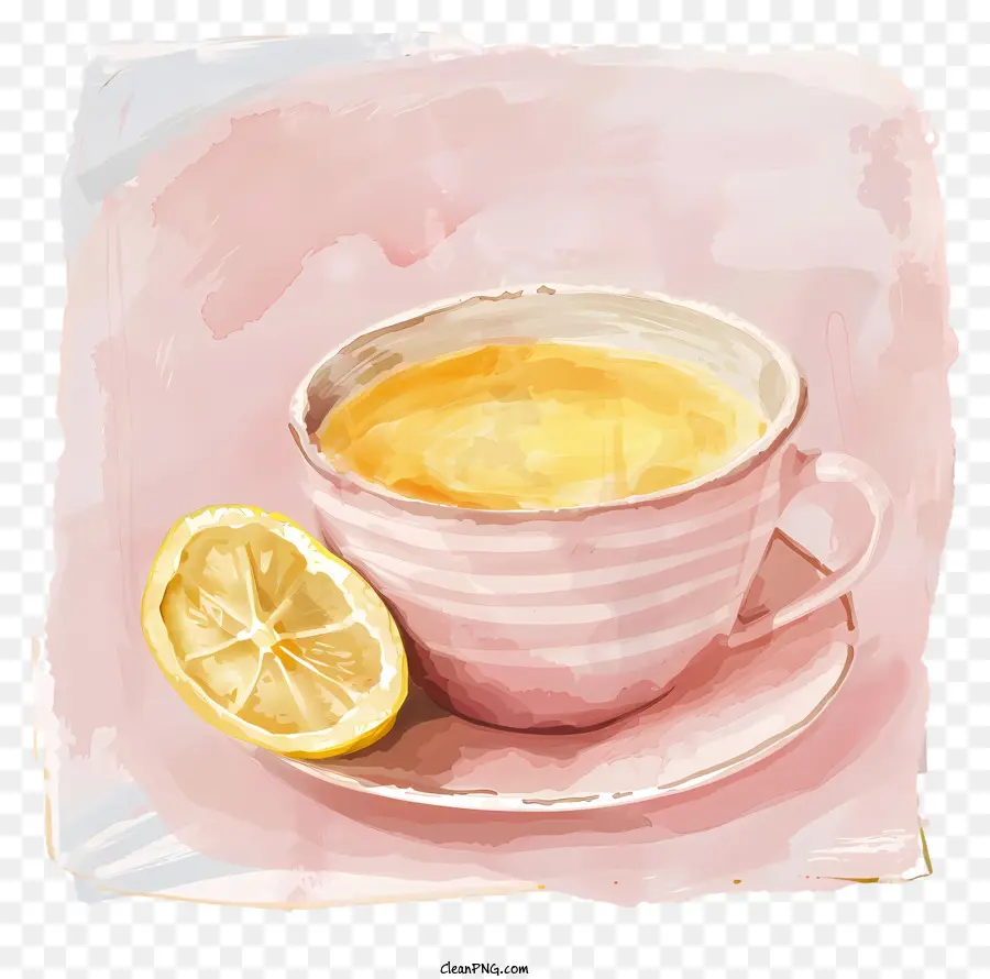 Zitrone Tee - Handgezogener Aquarell aus Tee mit Zitrone
