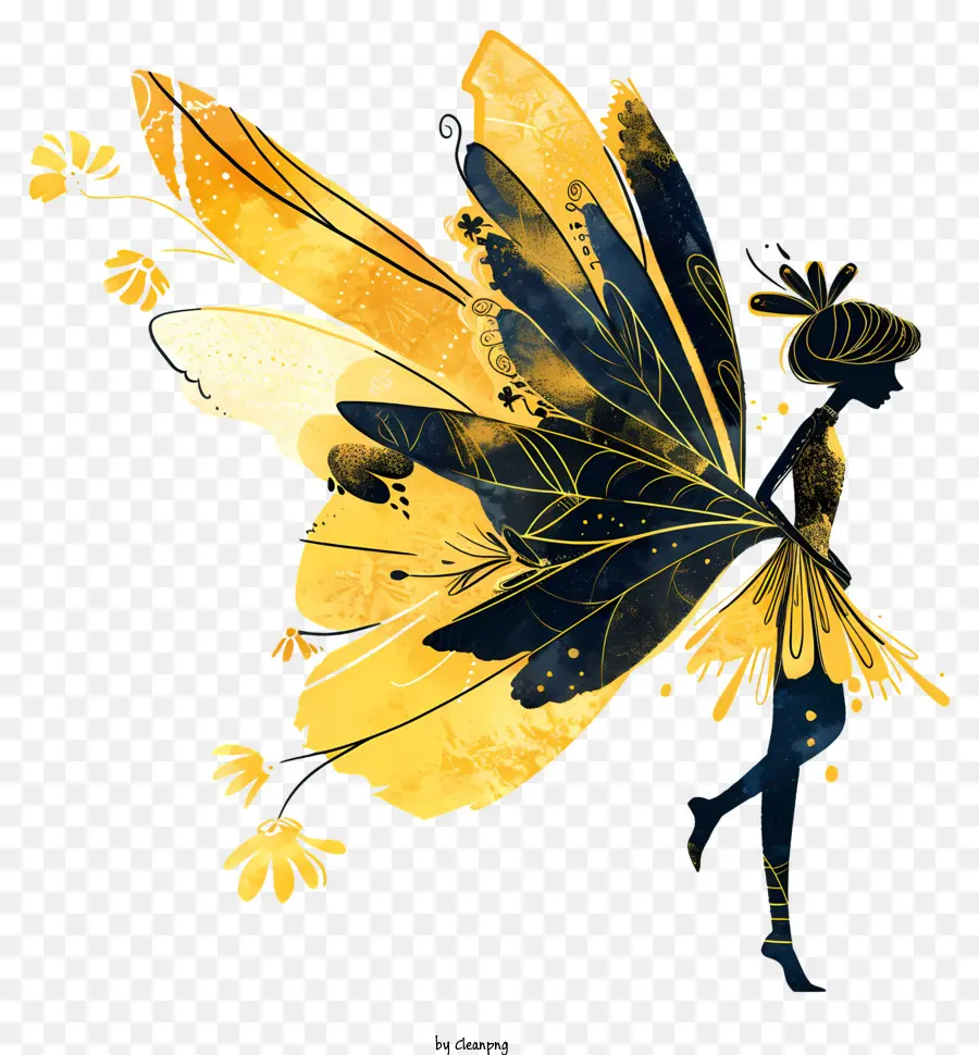Flügel - Gelbe und schwarze Fee mit Flügeln