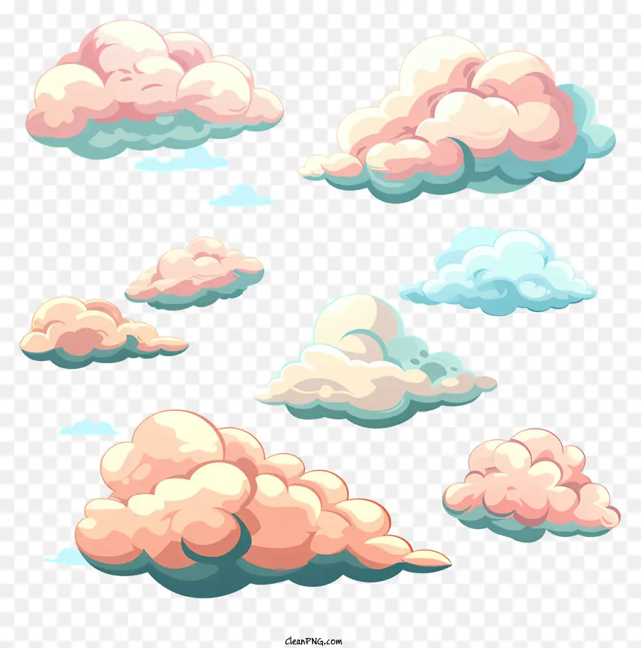 Hình dạng đám mây trên đám mây mịn màng mịn mây - Các hình dạng đám mây khác nhau màu hồng và xanh