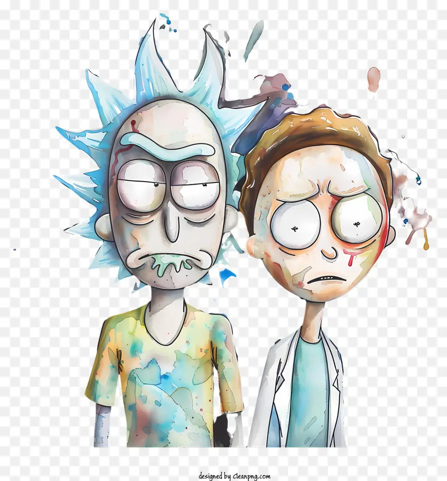Rick và Morty - Bức tranh kỹ thuật số của hai người trong đau đớn
