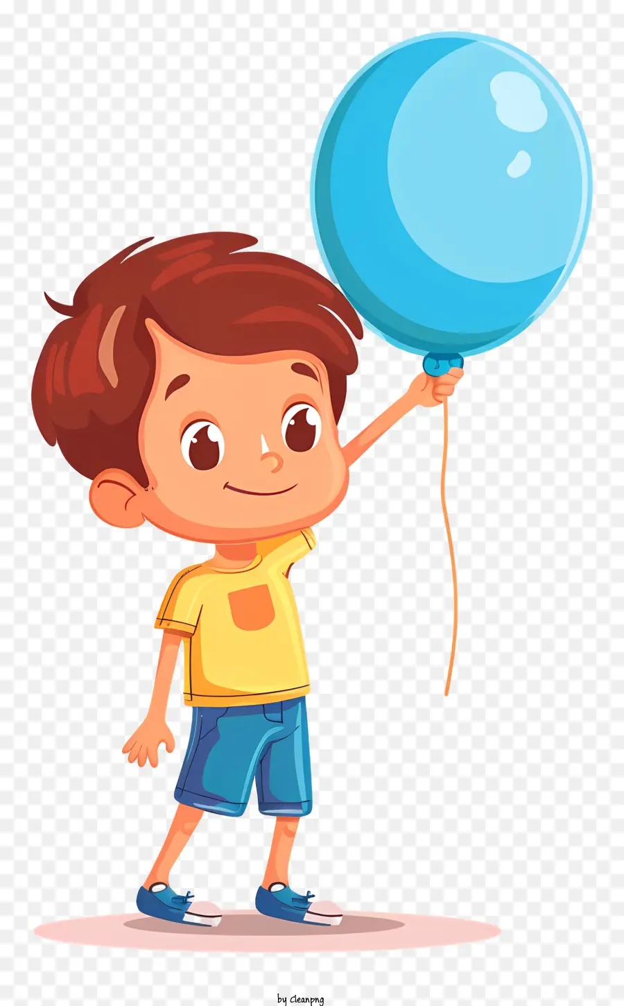 Ragazzo che tiene un palloncino Balloon Gioia Eccitazione - Young Boy solleva eccitato il palloncino blu