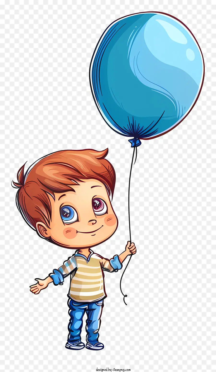 blauen Ballon - Glücklicher Junge mit blauem Ballon im dunklen Hintergrund