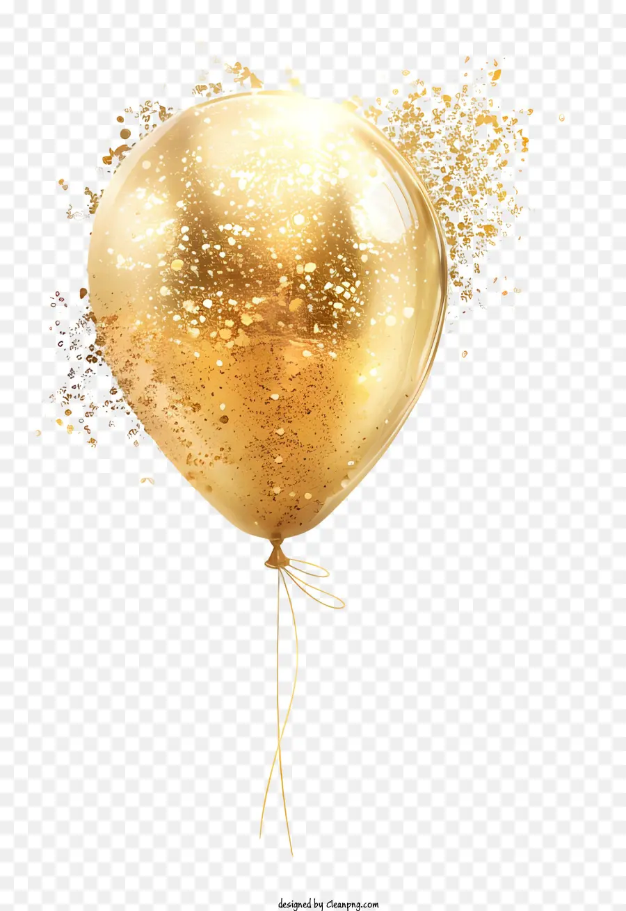 gold Ballon - Goldballon mit Glitzer und Konfetti bedeckt