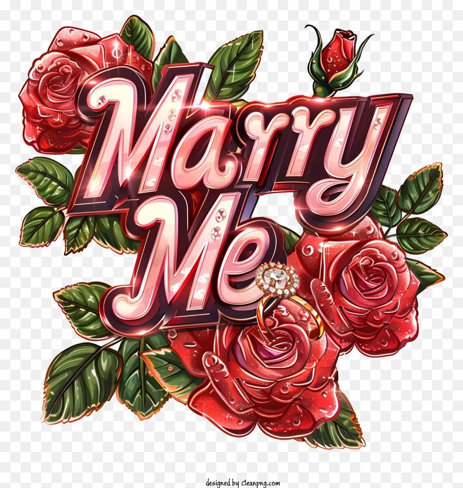 proposal day marry me vintage lettering roses