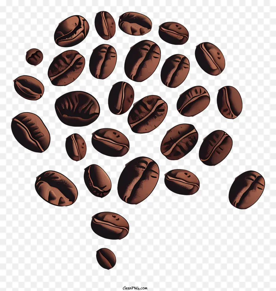 chicchi di caffè - I chicchi di caffè si accumulano su sfondo nero. 
Appena raccolto