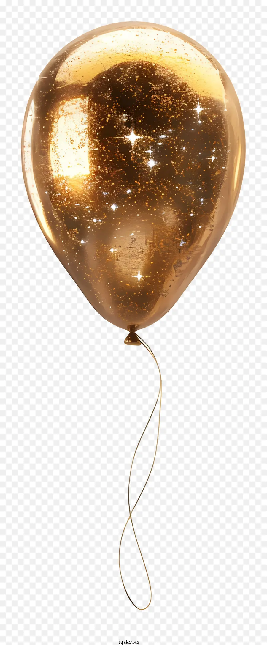 gold Ballon - Goldener glitzernder eiförmiger Ballon mit Lichtern im Inneren