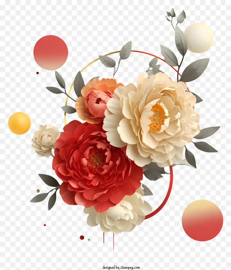 rosa rossa - Disposizione floreale simmetrica con rose e peonie