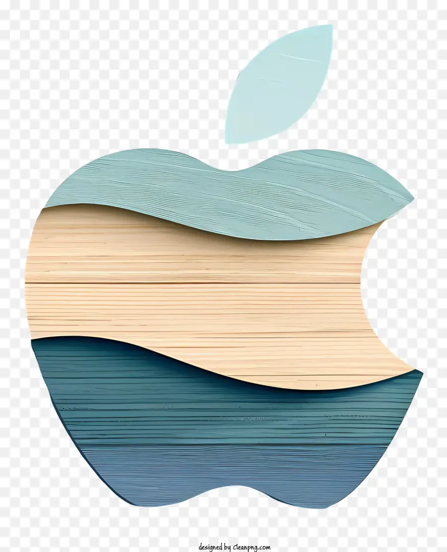 logo apple - Superficie di legno con logo di mela blu