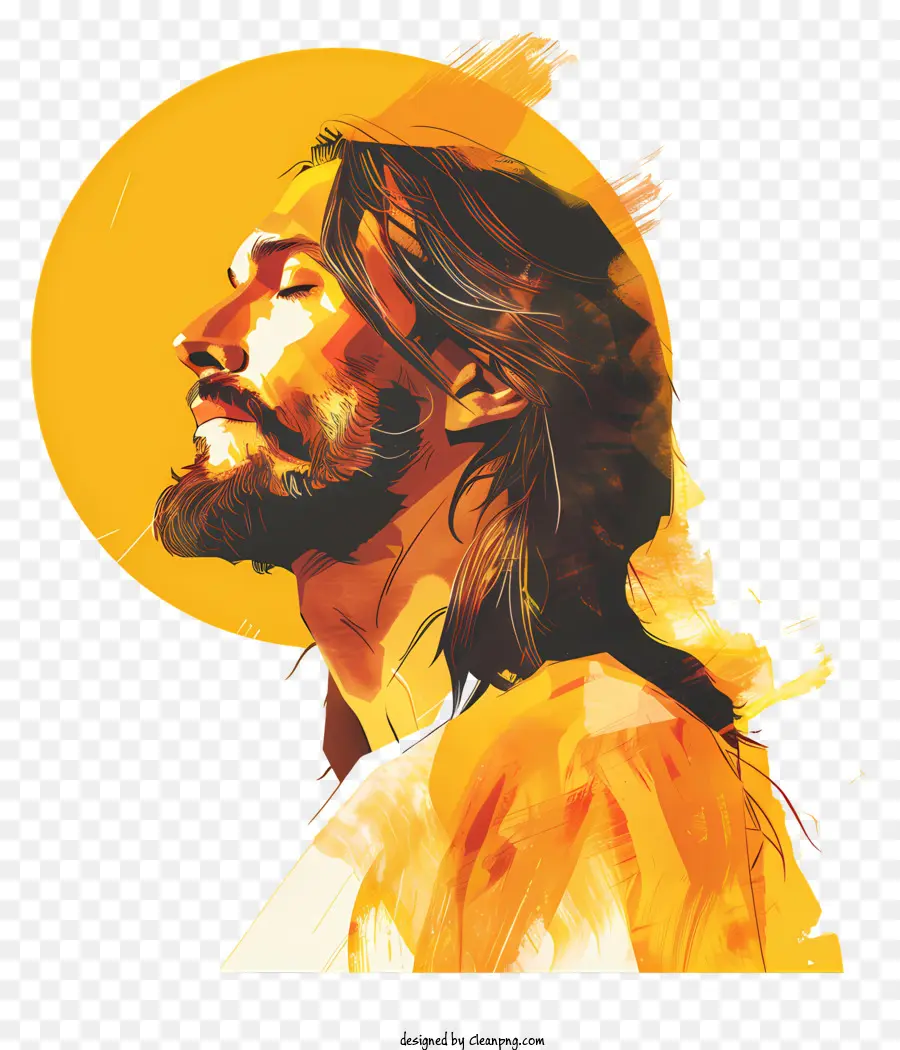 Jesus - Nahaufnahmeporträt des bärtigen Mannes Sonnenbaden