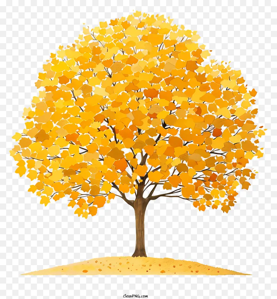 albero in autunno - Albero d'oro con foglie cadenti, sfondo nero