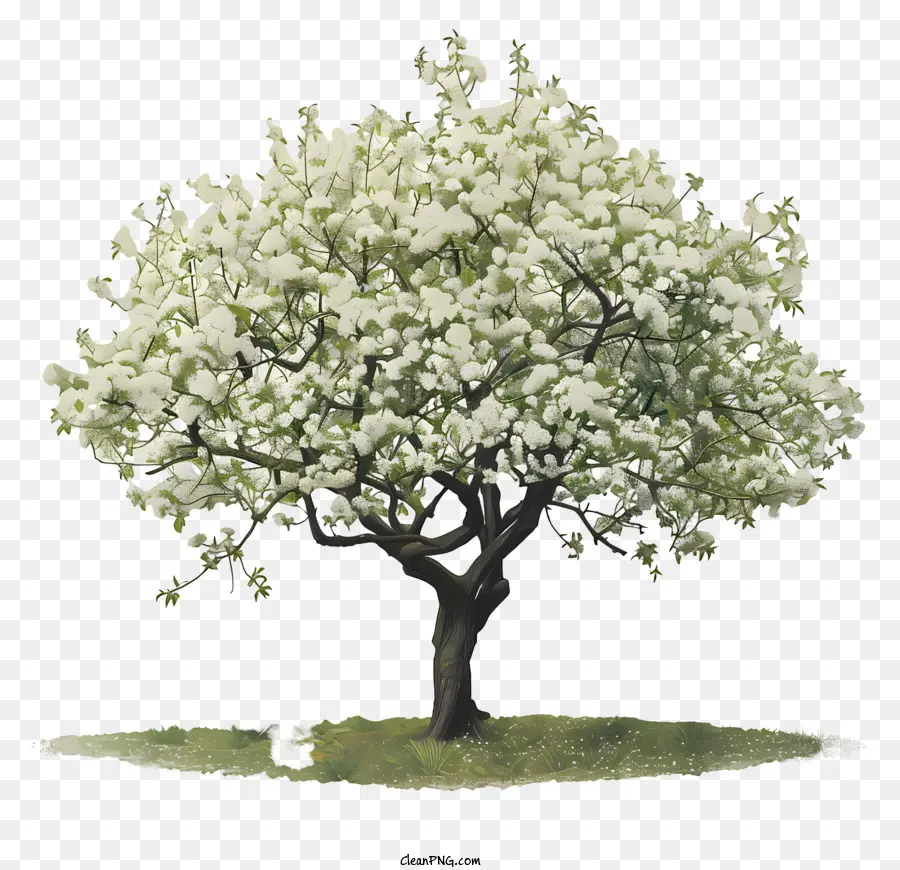 Federbaumbaum weiß Blüte Wiese Natur - Einsamer Baum mit weißen Blüten in der Wiese