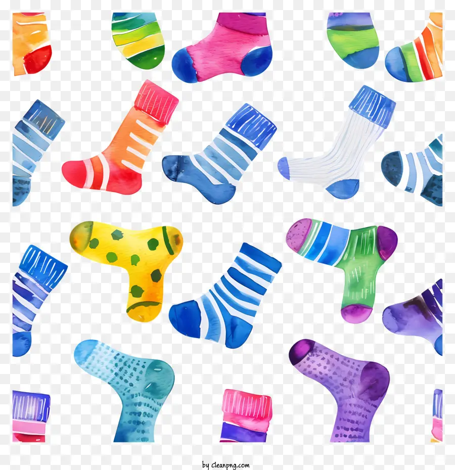 Viele Socken Sockenmuster mehrfarbig nahtlos - Buntes Sockenmuster für verschiedene Designs