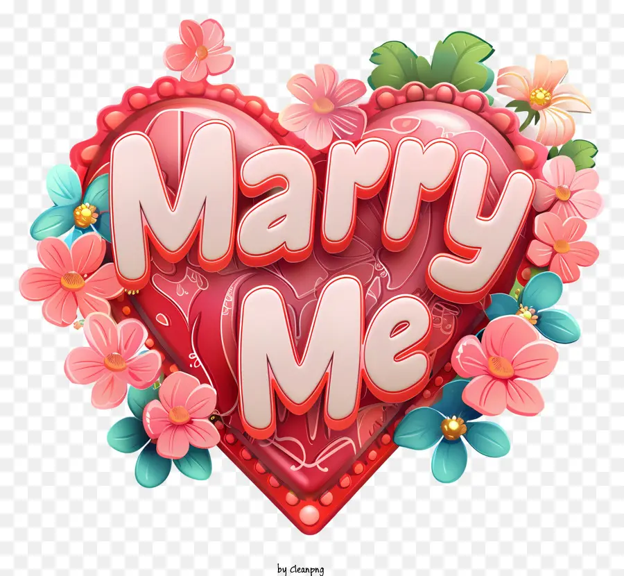Ngày cầu hôn kết hôn với tôi kết hôn với tôi trái tim valentine - Đề xuất hôn nhân hình trái tim đầy màu sắc với hoa