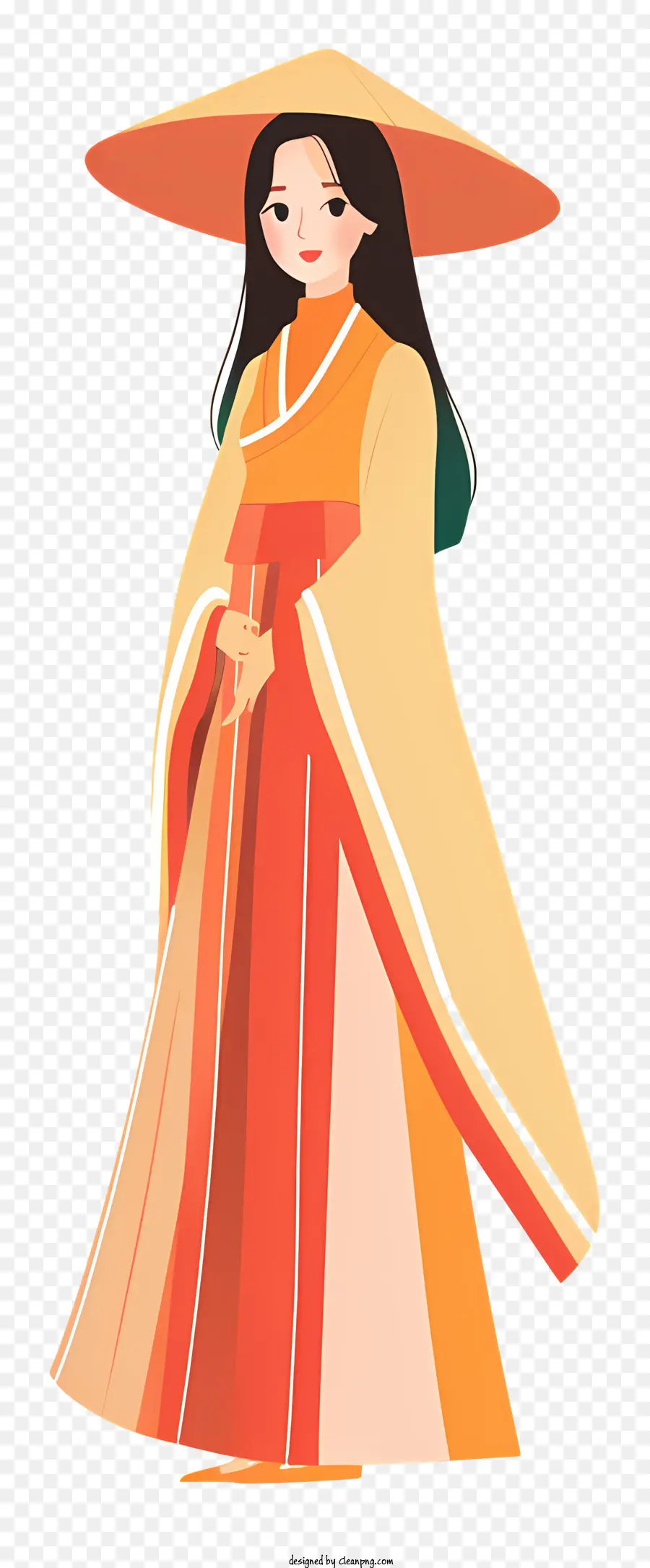 ao dai oriental kostüm traditionell kleide breit armhut ornamente - Frau im orientalischen Kostüm mit ernsthaftem Ausdruck