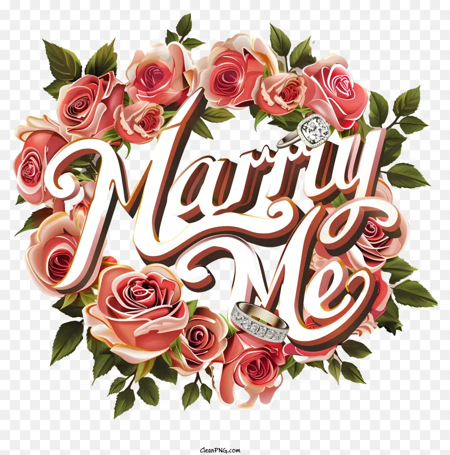 Blumen Kranz - Rosa Blumenkranz mit Worten 'heirate mich