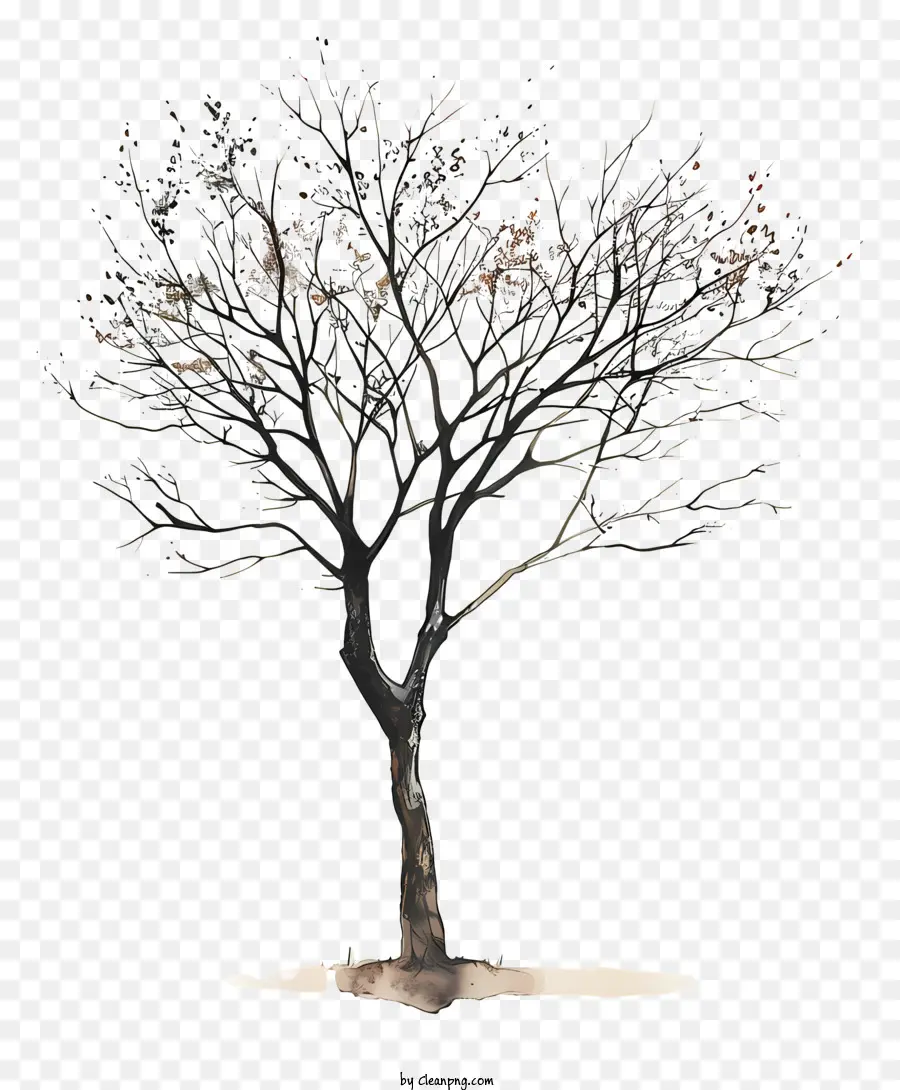 Toter Baum - Bloßes, dunklem Baum vor schwarzem Hintergrund