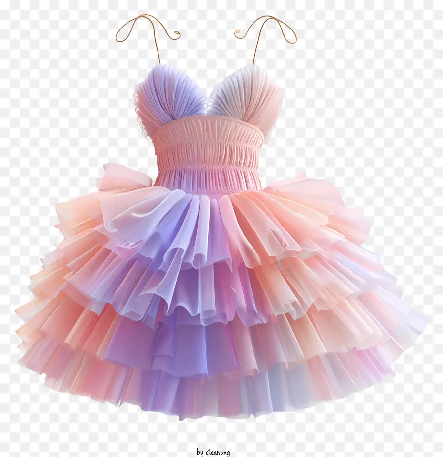 Tutu -Ballettkleid rosa und lila Kleid hohe Taille gekräuselte Rock Langärmele - Rosa und lila gekräuselte hoch taillierte Kleid