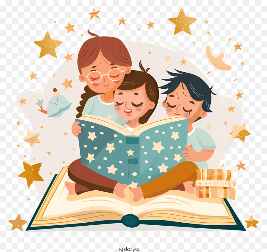 Storie della buona notte per bambini Libro Day Family Reading Children - Libro di lettura della famiglia sotto il cielo notturno stellato