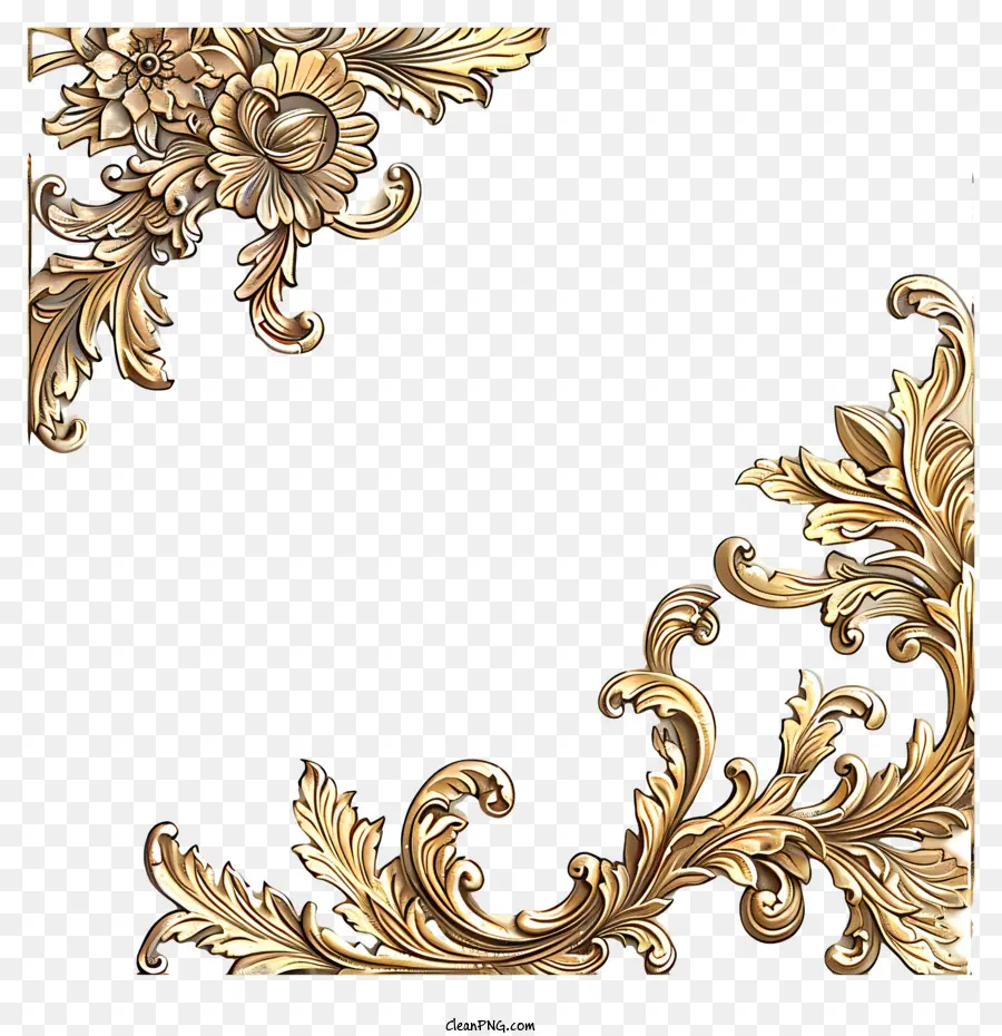 montatura in oro - Elegante cornice d'oro con intricati dettagli floreali