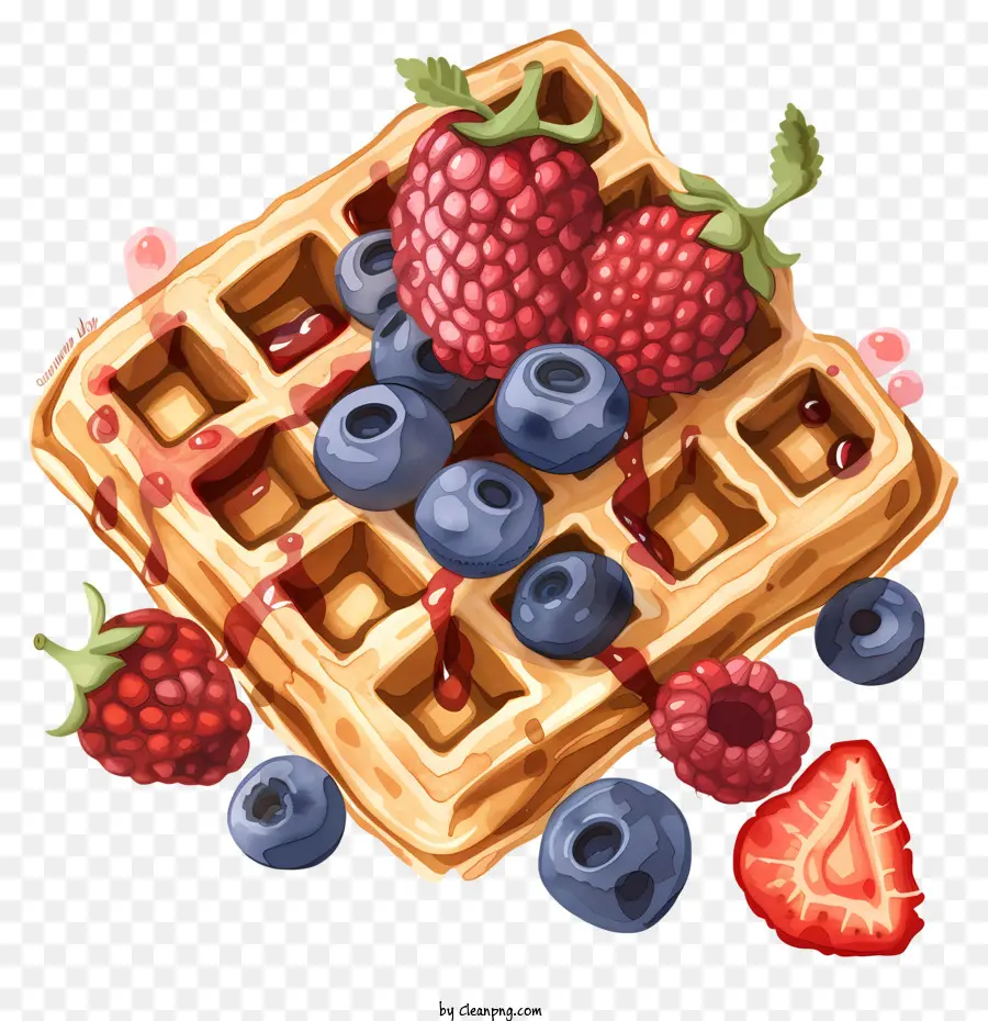 waffle day waffles berries whipped cream delicious