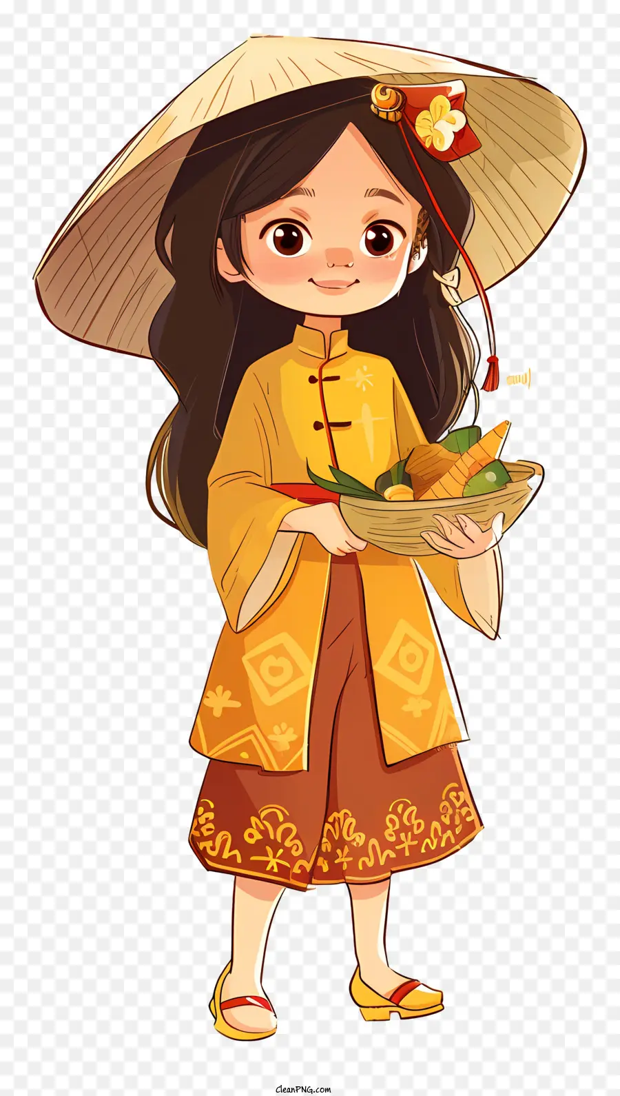 Cô gái Việt Nam Trang phục phương Đông truyền thống Văn hóa Asian Bữa ăn truyền thống ẩm thực châu Á - Người phụ nữ trẻ trong trang phục phương Đông giữ bát thức ăn