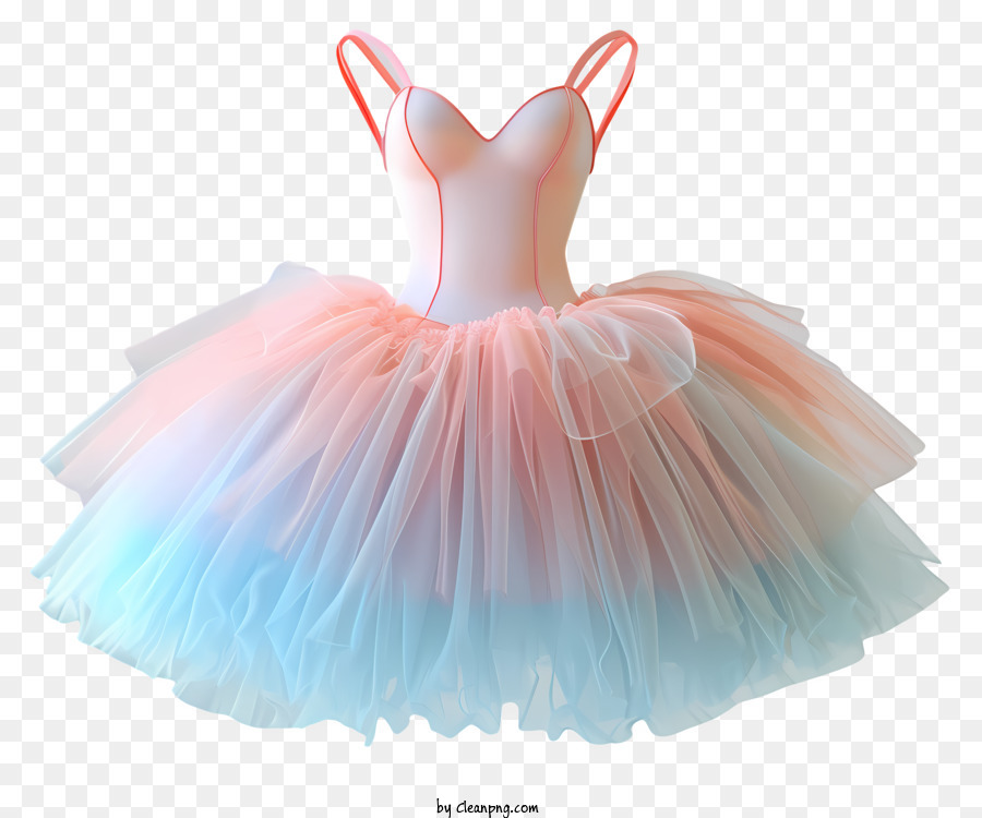 Abito da balletto tutu tessuto bianco blu rosa pallido - Gonna elegante rosa, blu e bianco con cristalli