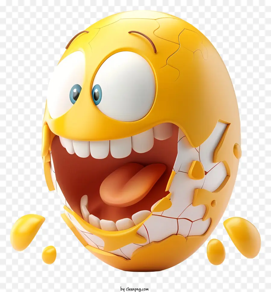 Aprilscherz - Rissen Ei mit glücklichem Gesicht und Eigelb
