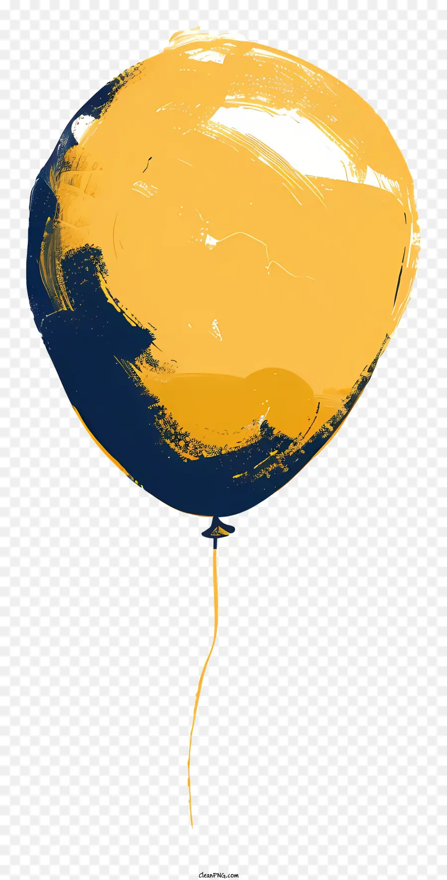 balloon yellow blue hole black background