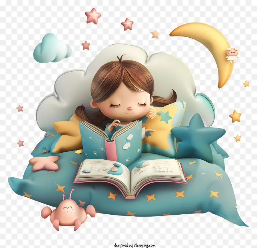 bambina - Immagine sognante di ragazza che legge a letto