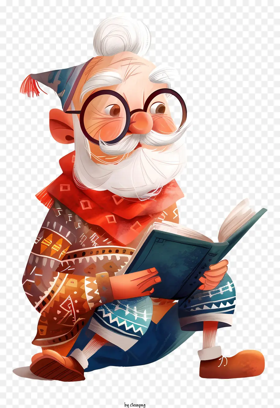 đeo kính - Ông già đọc sách, nụ cười bình tĩnh