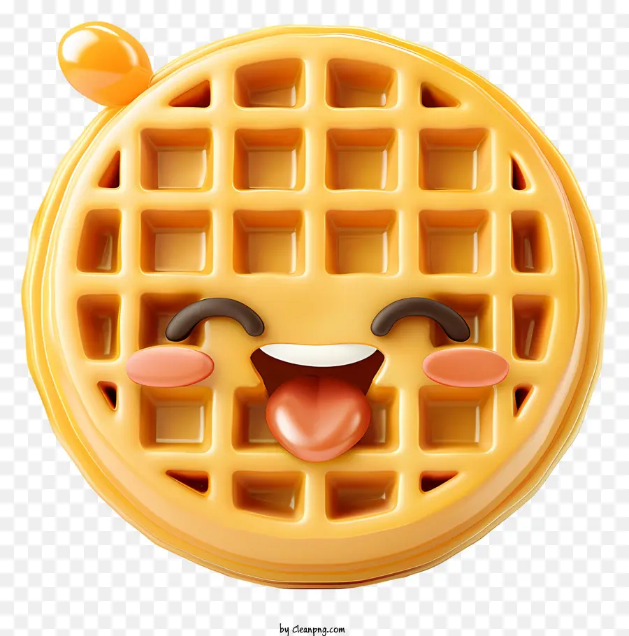 faccina - Waffle sorridente animato a bocca aperta