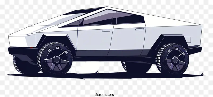 CyberTruck Offroad Fahrzeug Kompaktes Auto Große Reifen Allradantrieb - Kompaktes weißes Auto mit großen Rückenreifen