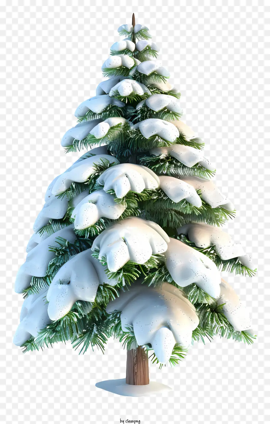 decorazioni di natale - Albero di Natale coperto di neve su sfondo nero