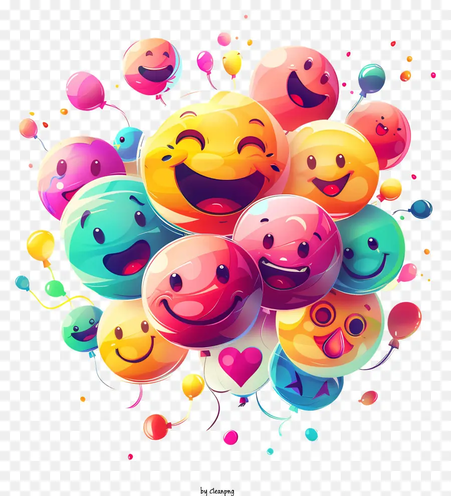 Smiley Faces Balloons Happiness Gioia Colori vibranti - Facce colorate e felici circondate da palloncini