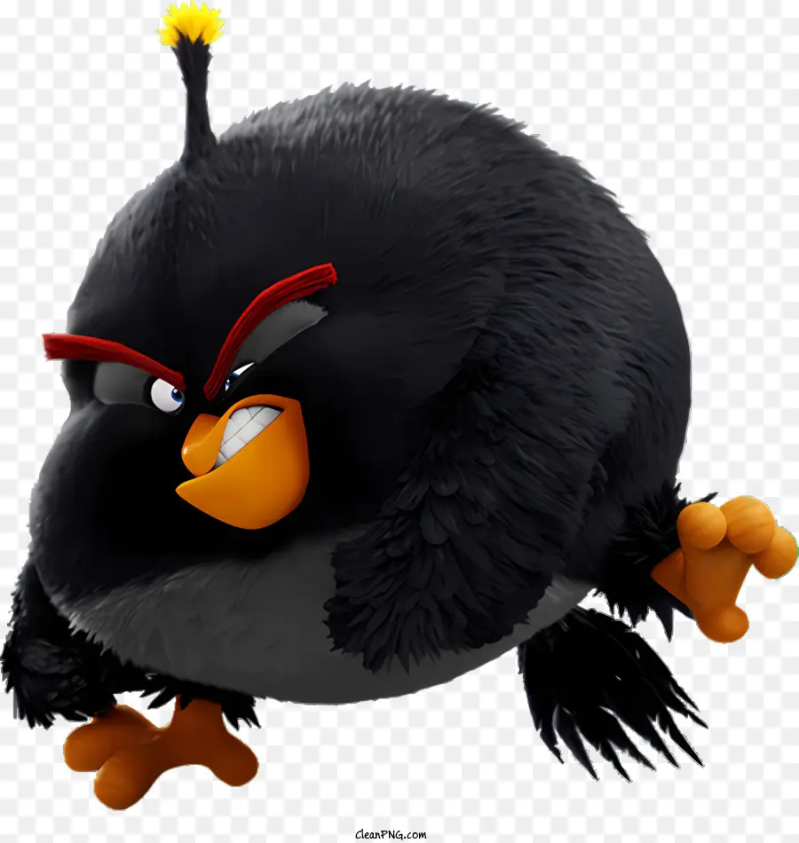 Wütende Vögel - Schwarzer Vogel mit roten Augen, Orangenschnabel, heftig