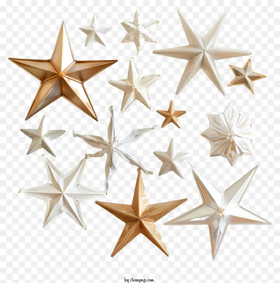 stelle di scintilla stelle di carta in metallo lucido - Disposizione circolare di stelle di carta lucida in nero/bianco