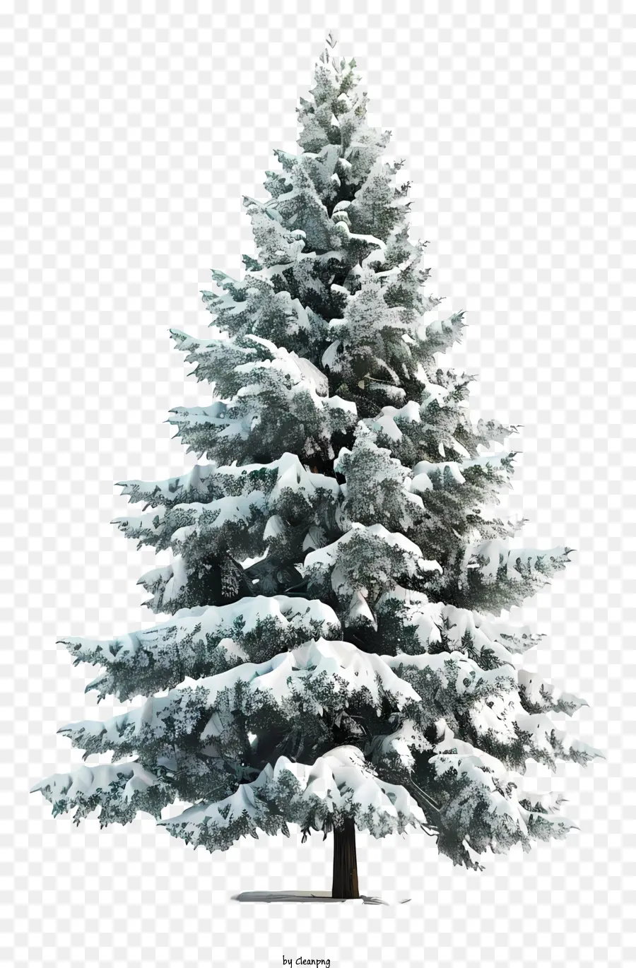Weihnachtsbaum - Schneebedeckter Nadelbaum auf schwarzem Hintergrund