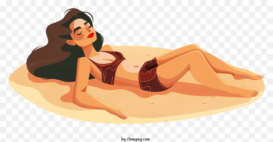 Palmen - Frau im Bikini -Sonnenbaden am Sandstrand
