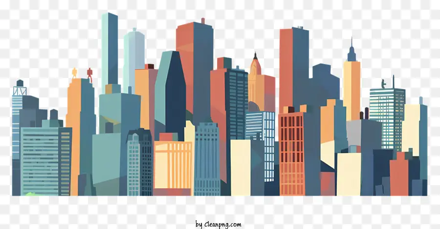 skyline della città - Paesaggio urbano grande e affollato con edifici alti